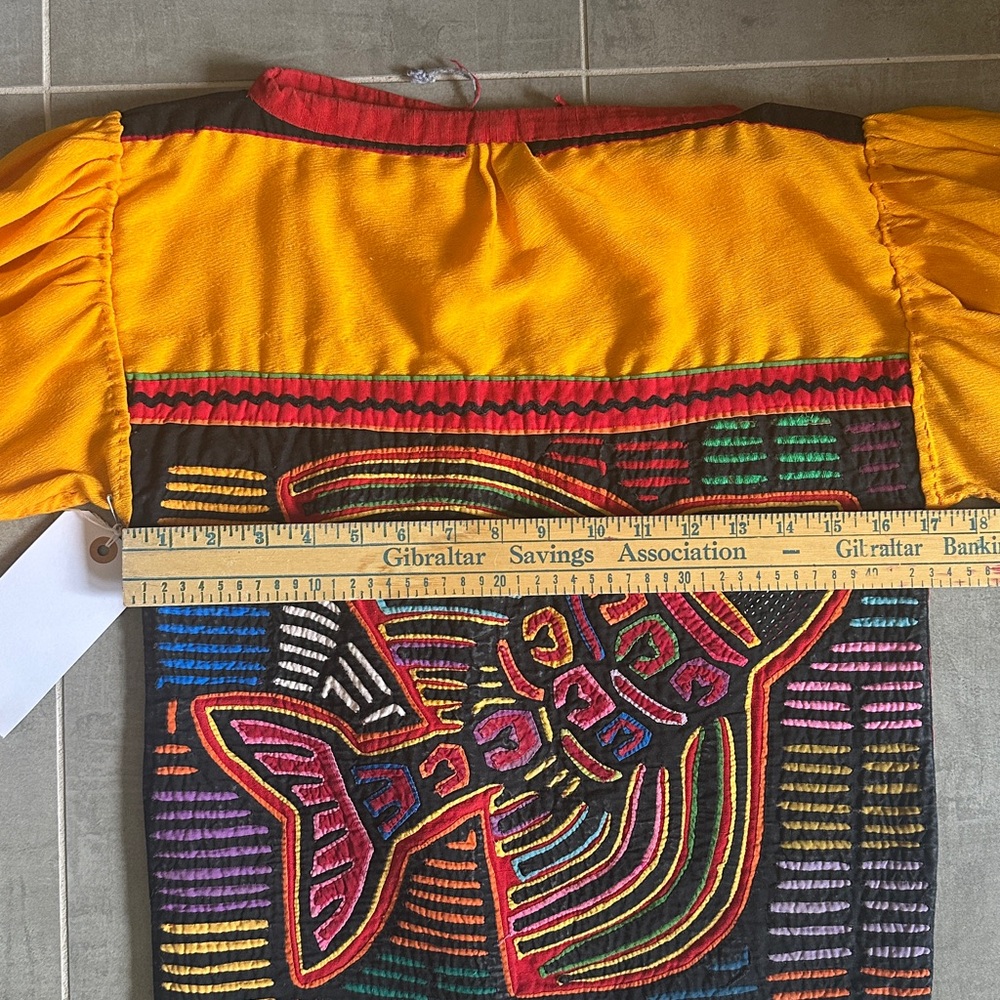 Vintage Handmade Panama Kuna Mola Blouse | Indigenous Textile Art | - Picture 5 of 10